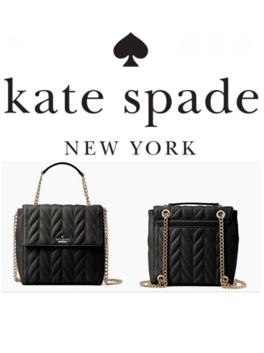 Kate Spade BriarLane Quilted Brayden Convertible Backpack/Crossbody Bag in Black